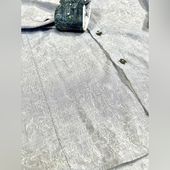 EIGHT‎ X PREMIUM Men’s Embroidered Button Down Paisley Blue Buckle Exclusive M - Picture 5 of 16